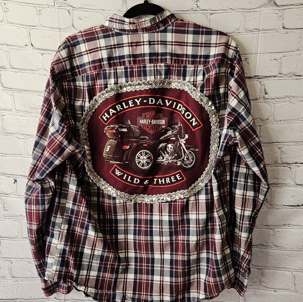Upcycled Harley Davidson Flannel